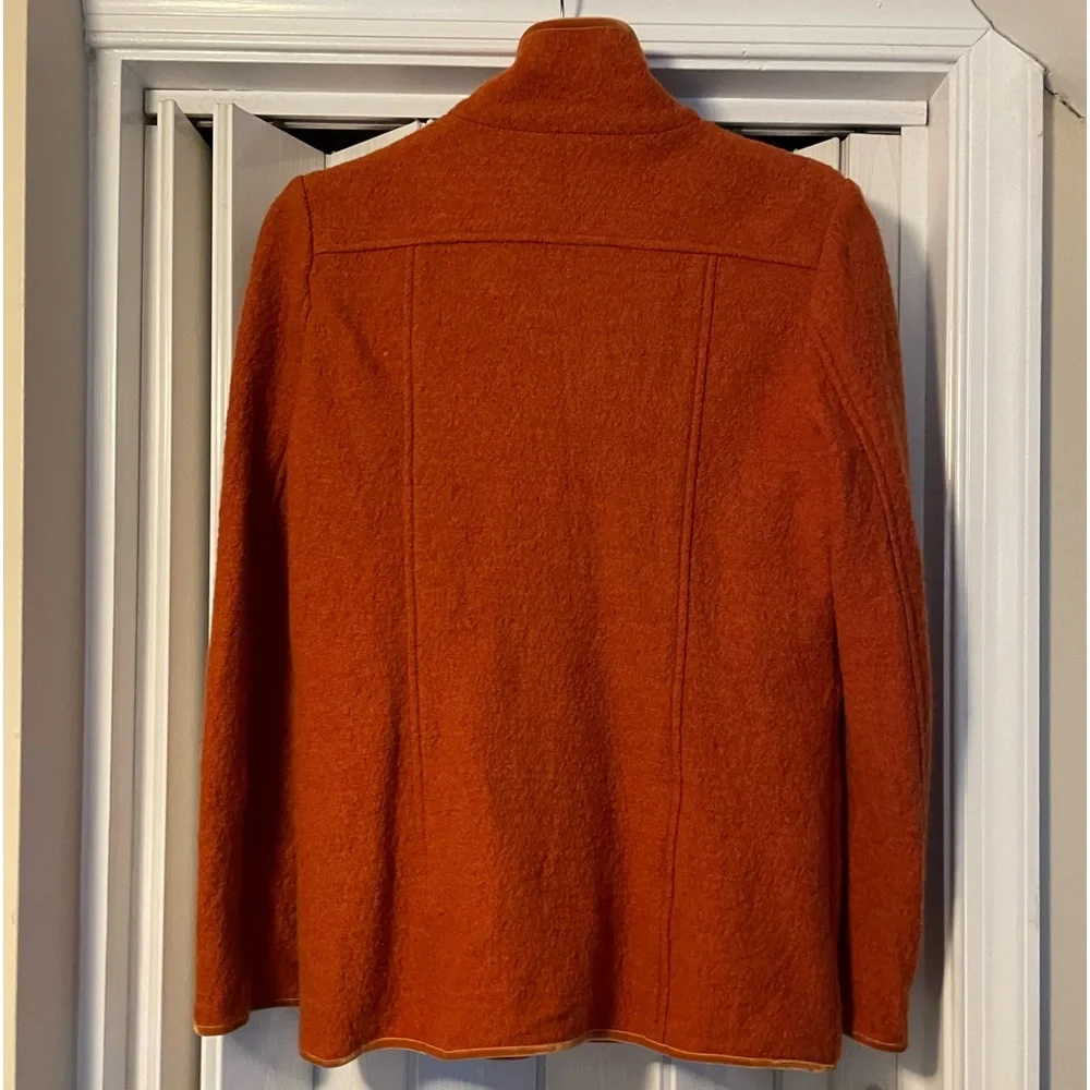 J Peterman Rust Wool Button Down Coat. Like New